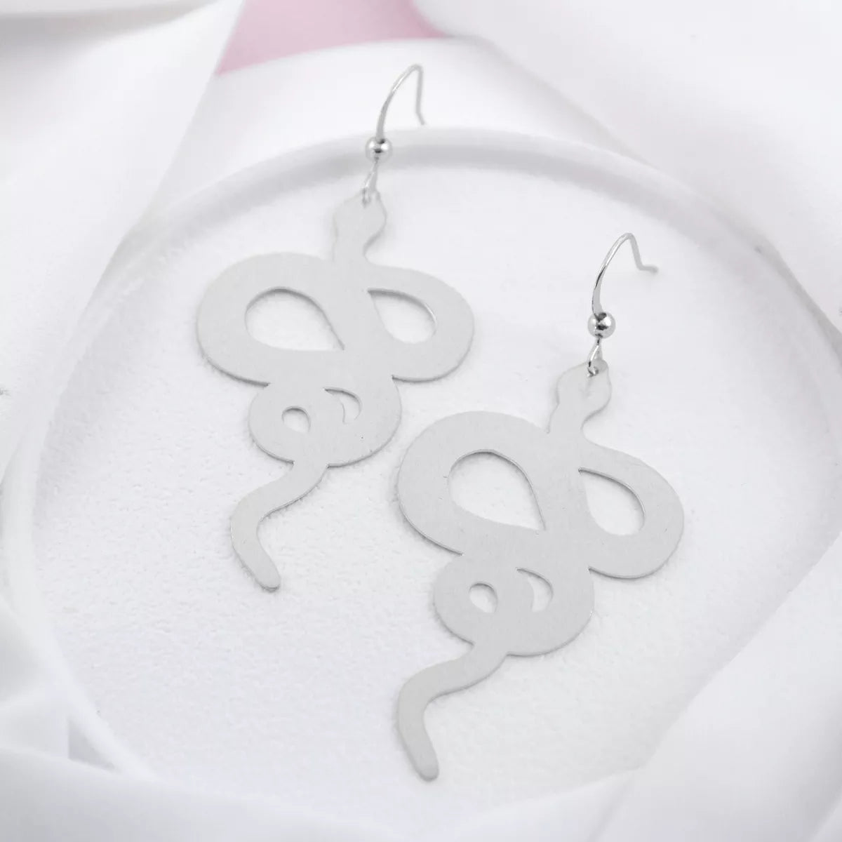 silver snake dangle earrings