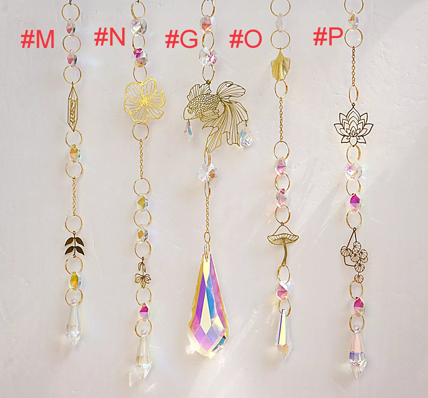 Handmade Suncatchers - Brass Charms with Rainbow Beads