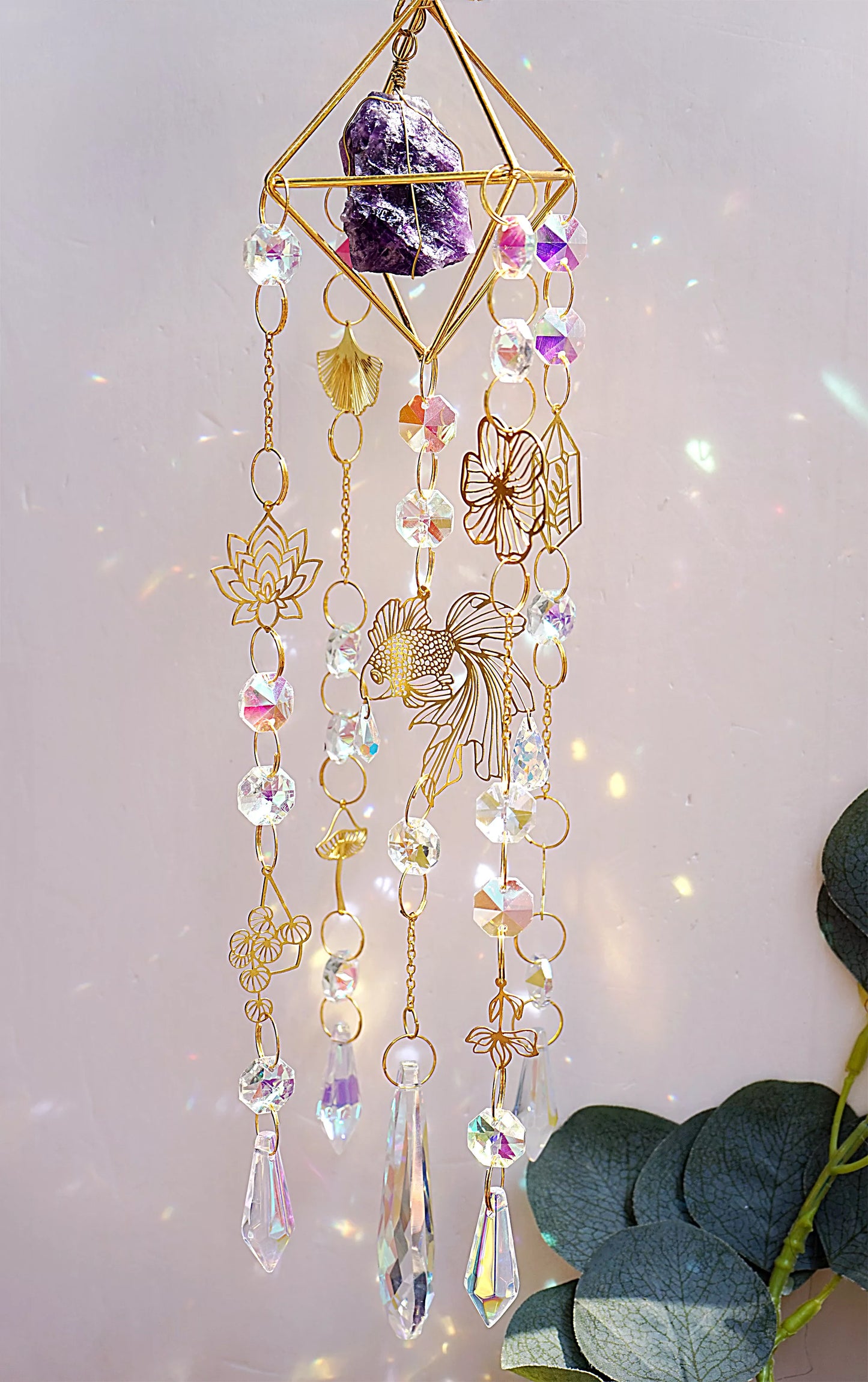 Purple Crystal Prism Handmade Suncatcher -Home Décor