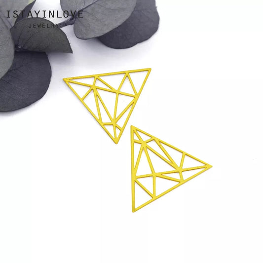 Geometric Triangle Pendant – Brass Charm for DIY Earrings & Necklaces
