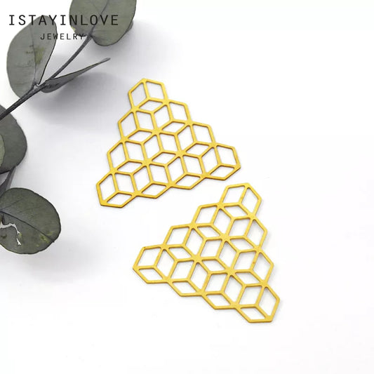 Cube Dice Pendant – Geometric Brass Charm for Earrings & Necklaces