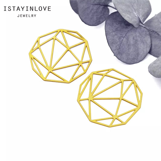 Geometric Diamond Pendant – Brass Jewelry Charm for Earrings & Necklaces