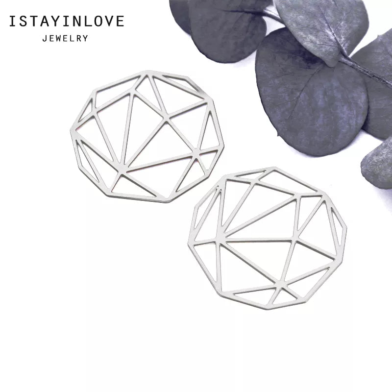 Geometric Diamond Pendant – Silver Jewelry Charm for Earrings & Necklaces