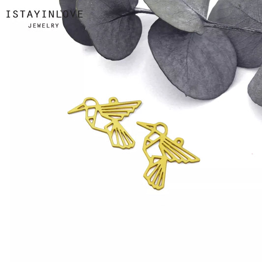 Flying Bird Pendant – Brass Charm for Nature Jewelry, Earrings & DIY Crafts