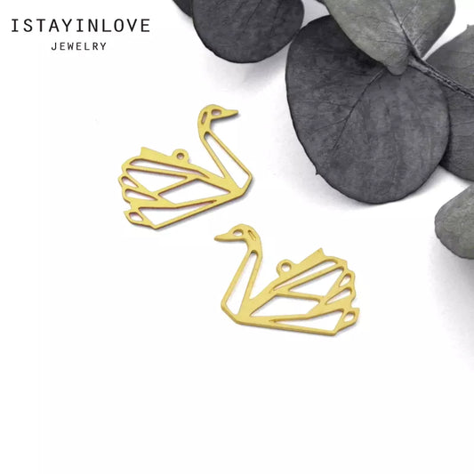 Swan Pendant – Brass Charm for Elegant Necklaces & DIY Jewelry Making
