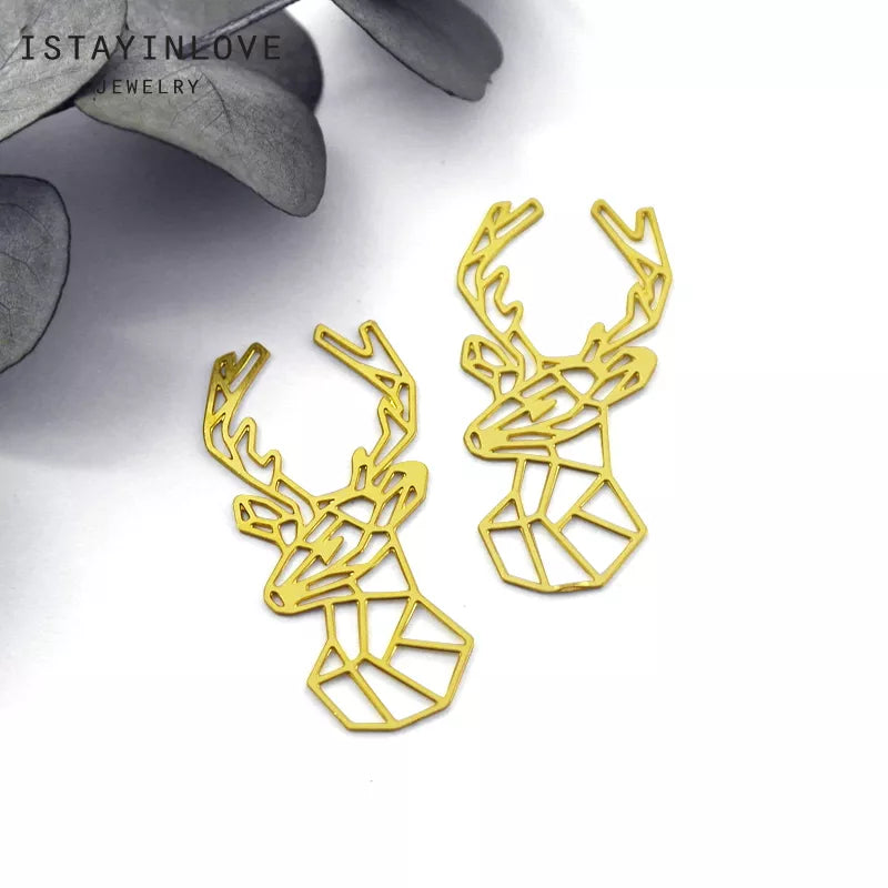 Deer Pendant – Brass or Steel Charm for Nature Jewelry, Earrings & Necklaces