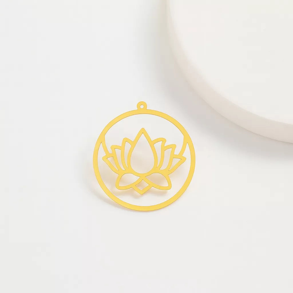 Lotus Round Charms – Brass Pendants & Findings for Handmade Jewelry