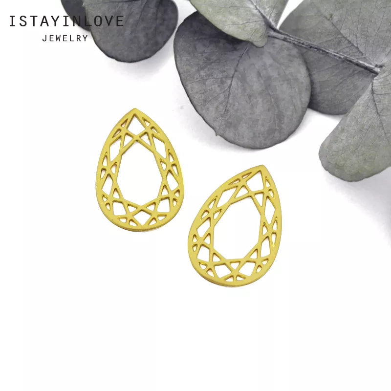 Teardrop Diamond Shape Pendant – Brass Charm for Elegant Jewelry, Necklaces & Earrings