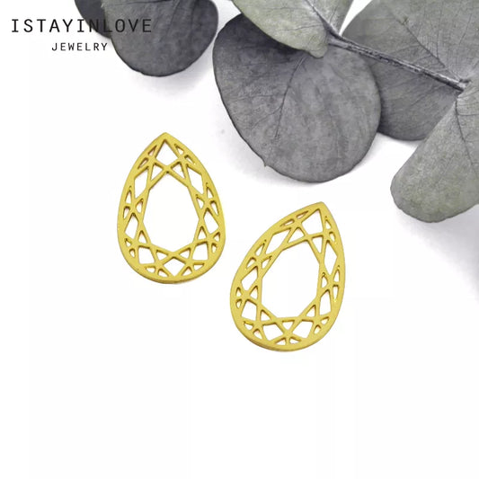 Teardrop Diamond Shape Pendant – Brass Charm for Elegant Jewelry, Necklaces & Earrings