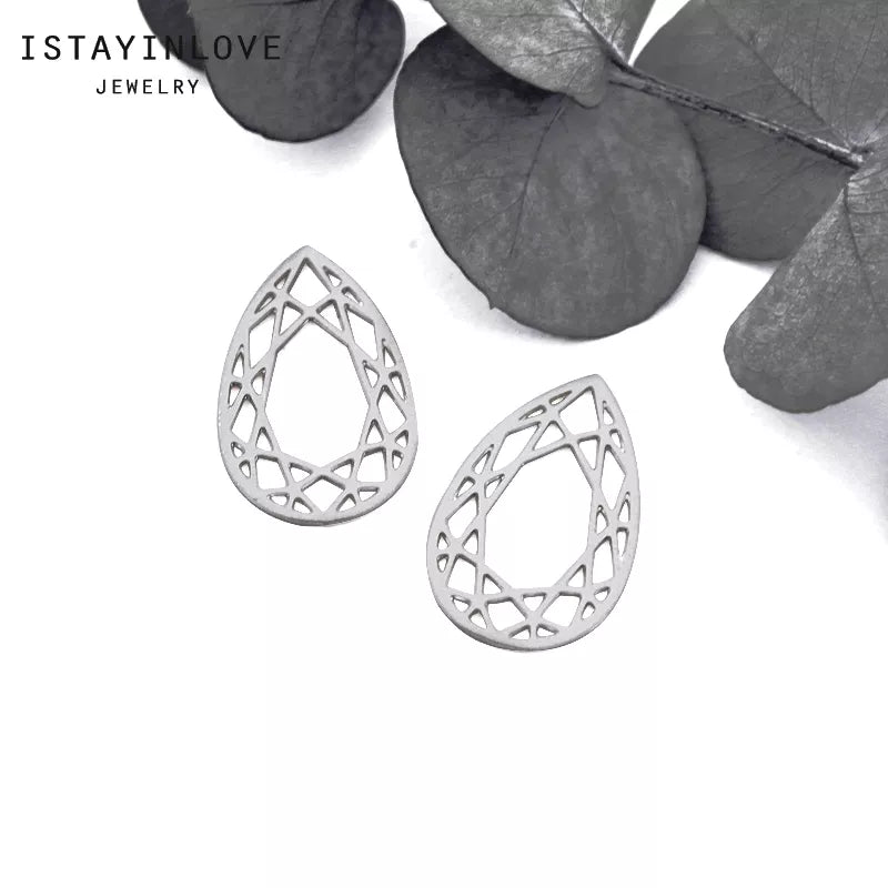 Teardrop Diamond Shape Pendant – Brass Charm for Elegant Jewelry, Necklaces & Earrings