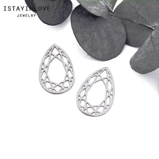 Teardrop Diamond Shape Pendant – Brass Charm for Elegant Jewelry, Necklaces & Earrings