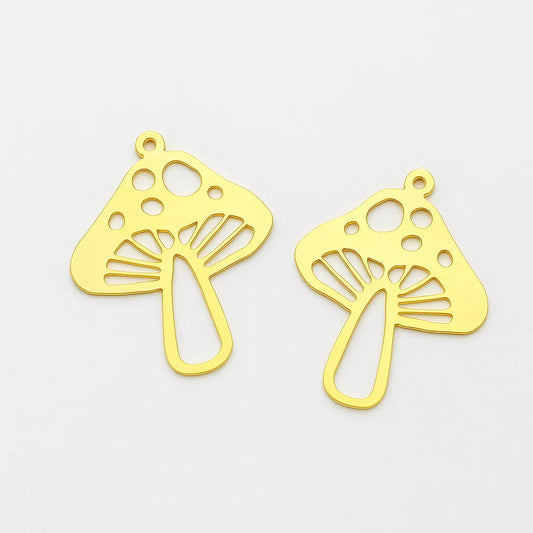 Raw Brass Mushroom Charm – Unique Pendant for Jewelry Making