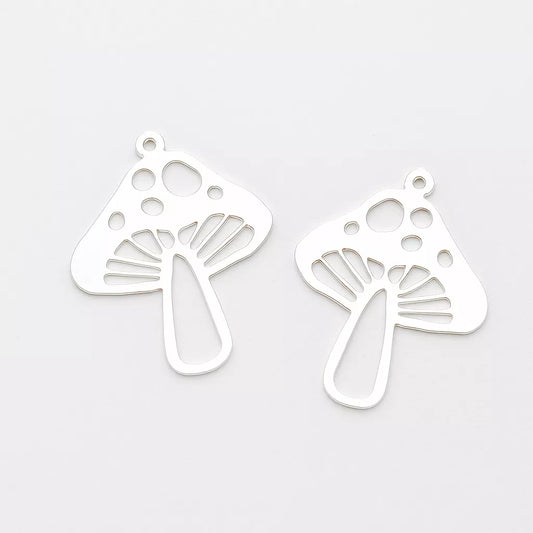 Stainless steel Mushroom Charm – Unique Pendant for Jewelry Making