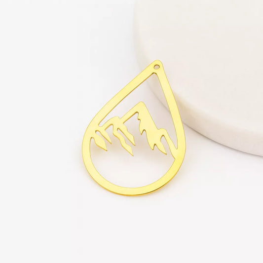 Teardrop Mountain Brass Charms & Pendants for Jewelry Making
