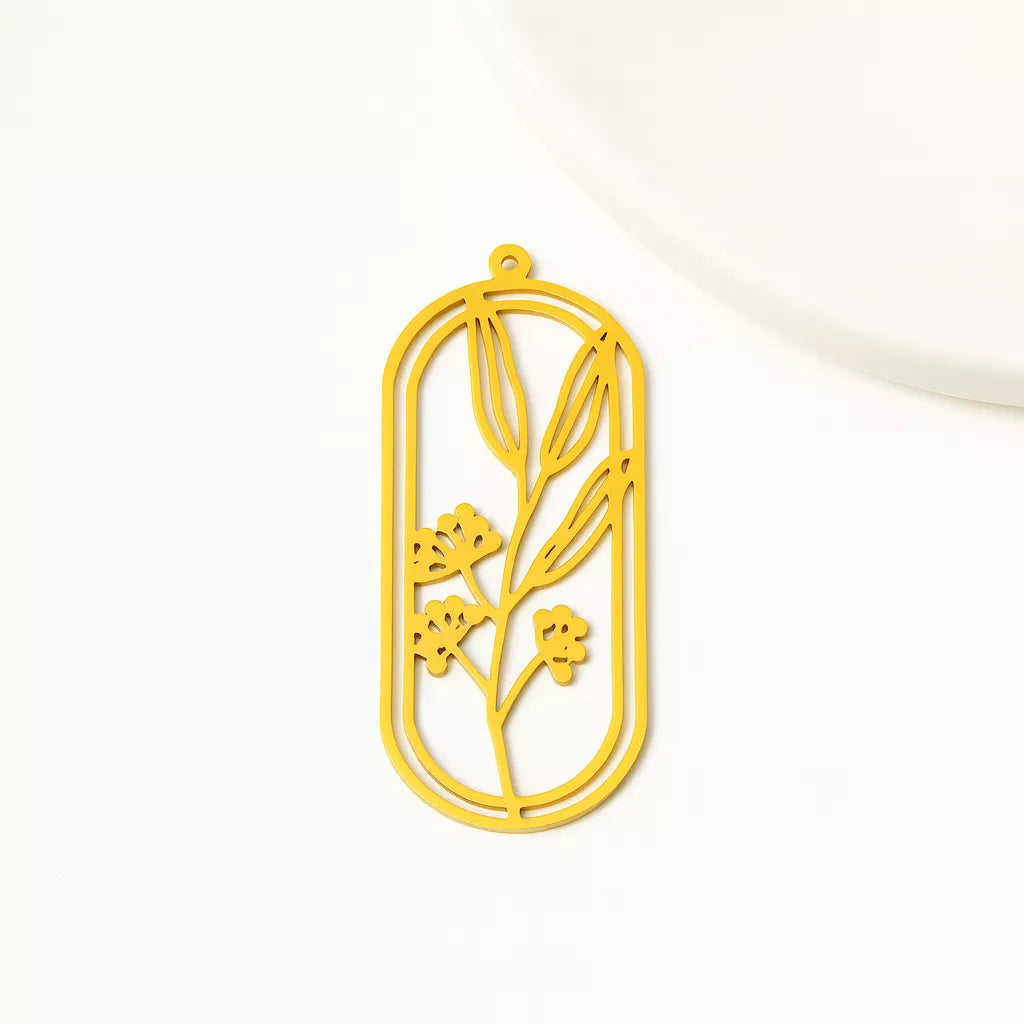 Brass Charms – Oval Flower Pendants & Findings for Handmade Jewelry