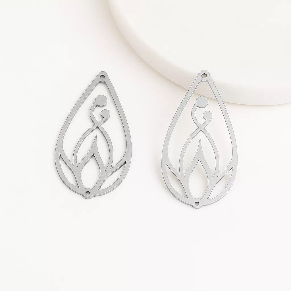 Silver Charms – Teardrop Flower Pendants & Findings for Handmade Jewelry