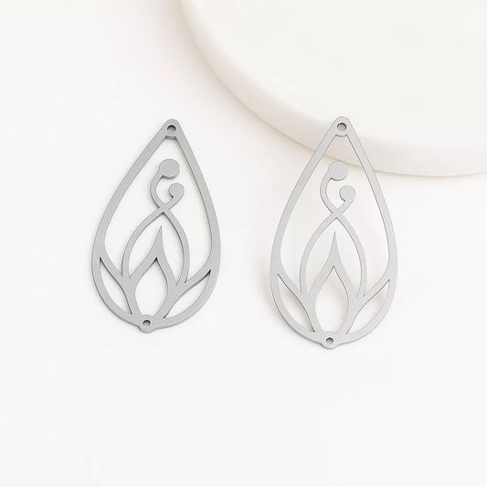 Silver Charms – Teardrop Flower Pendants & Findings for Handmade Jewelry