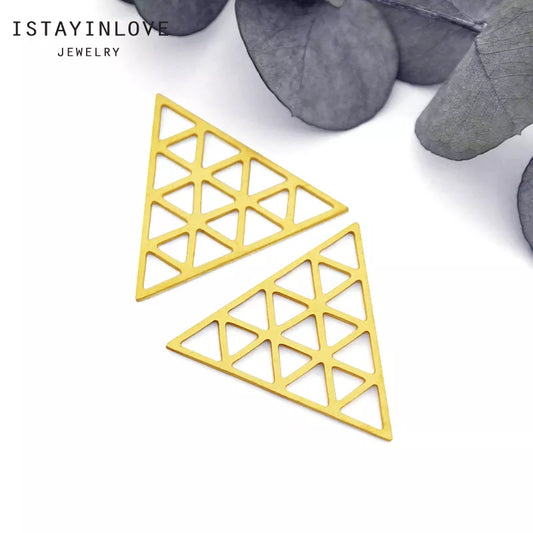 Triangle Pendant – Brass or Steel Charm for Geometric Jewelry, Necklaces & Earrings