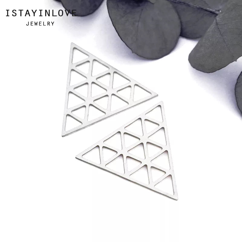 Triangle Pendant – Brass or Steel Charm for Geometric Jewelry, Necklaces & Earrings