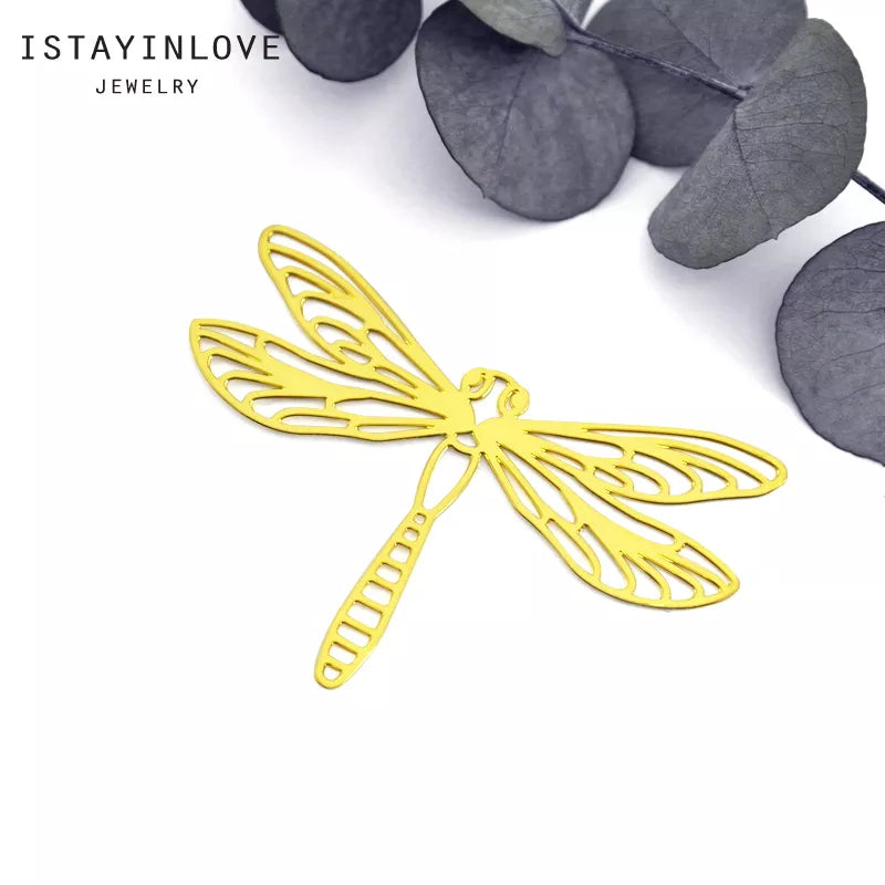 Dragonfly Pendant – Brass or Steel Charm for Nature Jewelry, Necklaces & Earrings