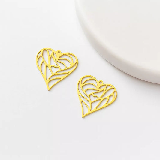 Brass Charms – Geometric Heart Pendants & Findings for Handmade Jewelry