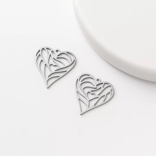 Silver Charms – Geometric Heart Pendants & Findings for Handmade Jewelry
