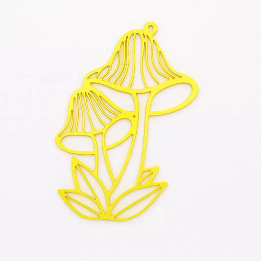 Raw Brass Mushroom Pendant – Jewelry Charm for Custom Gifts