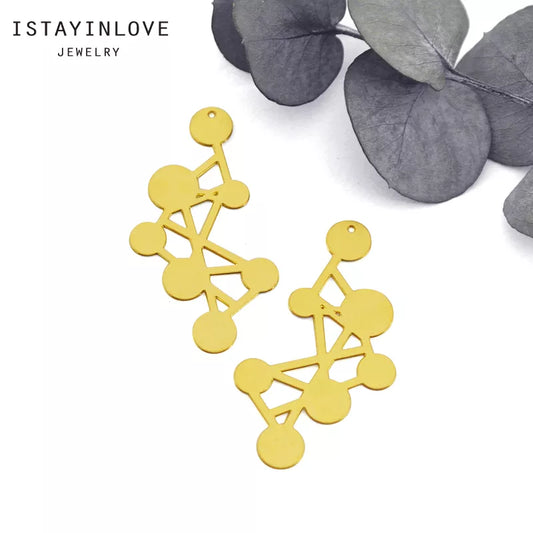 Dots and Lines Pendant – Brass or Steel Charm for Geometric Necklaces & Earrings