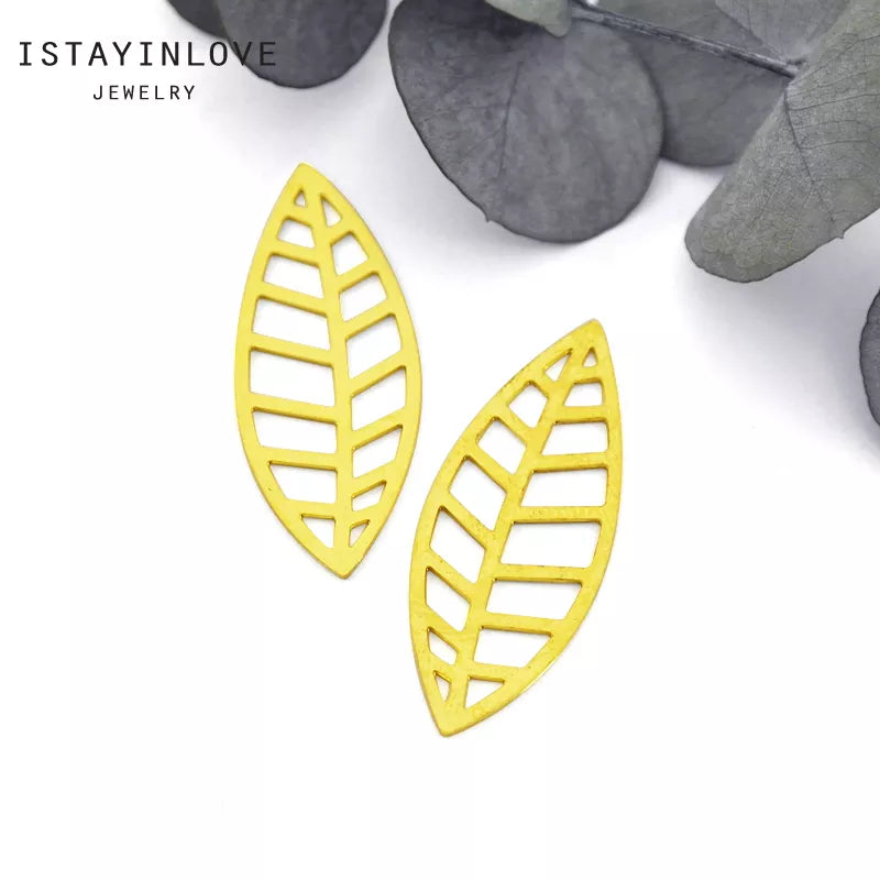 Leaf Pendant – Brass or Steel Charm for Earrings, Necklaces & Jewelry Making