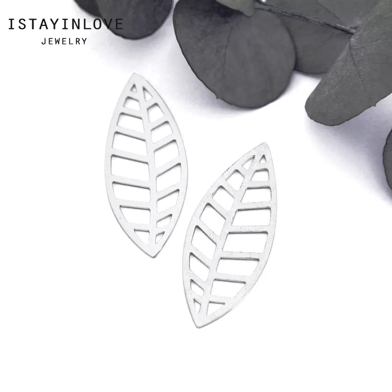 Leaf Pendant – Brass or Steel Charm for Earrings, Necklaces & Jewelry Making