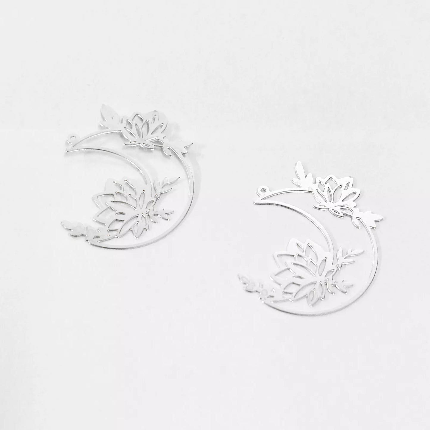 Raw Brass Moon Flower Charms – DIY Jewelry Making Supplies