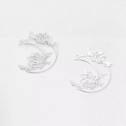 Raw Brass Moon Flower Charms – DIY Jewelry Making Supplies