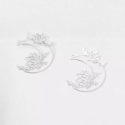 Raw Brass Moon Flower Charms – DIY Jewelry Making Supplies