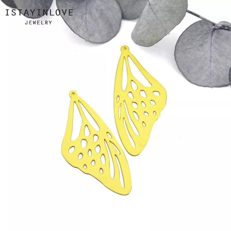 Butterfly Wing Pendant – Brass or Steel Charm for DIY Earrings & Jewelry