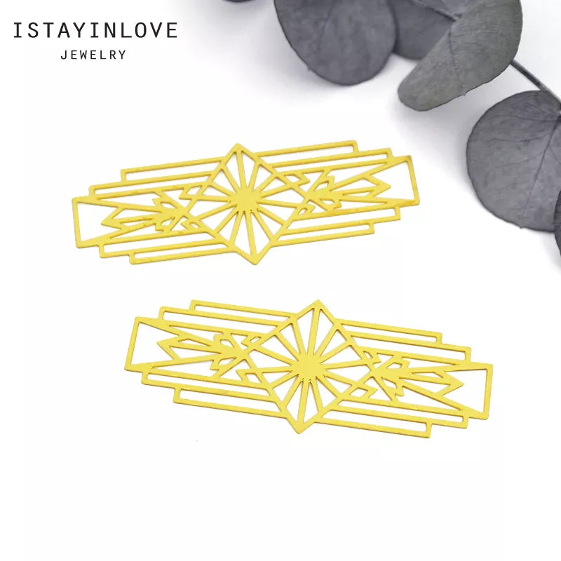 Square & Rectangle Charms – Brass or Steel Geometric Pendants for Jewelry