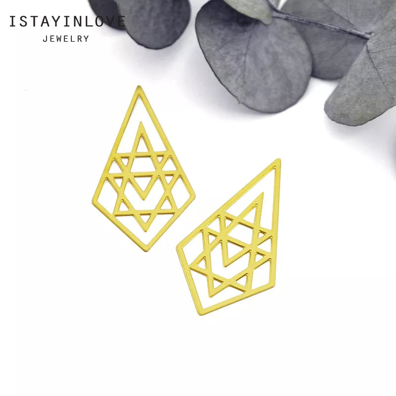 Triangle Pendant – Brass or Steel Geometric Charm for Earrings & Necklaces