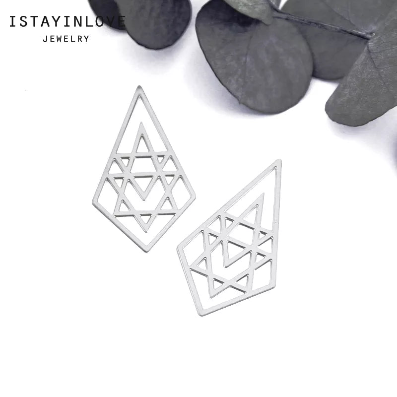 Triangle Pendant – Brass or Steel Geometric Charm for Earrings & Necklaces