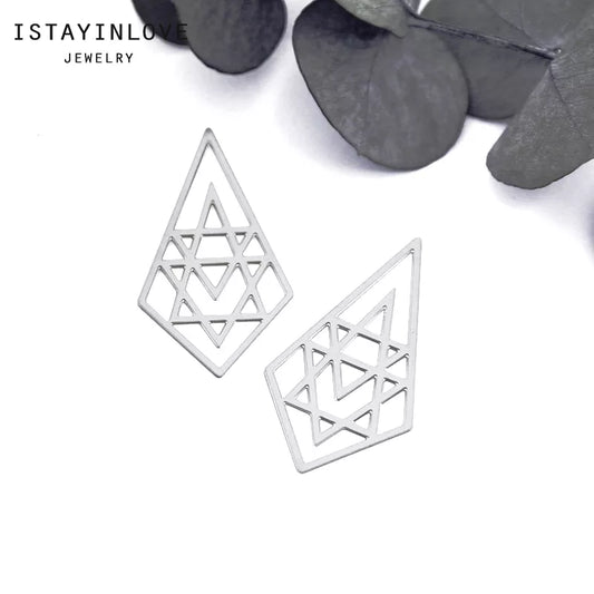 Triangle Pendant – Brass or Steel Geometric Charm for Earrings & Necklaces