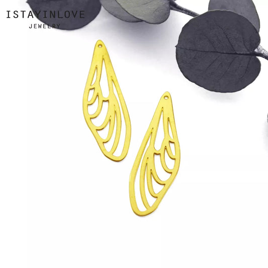 Wing Pendant – Brass or Steel Geometric Charm for Earrings & Necklaces