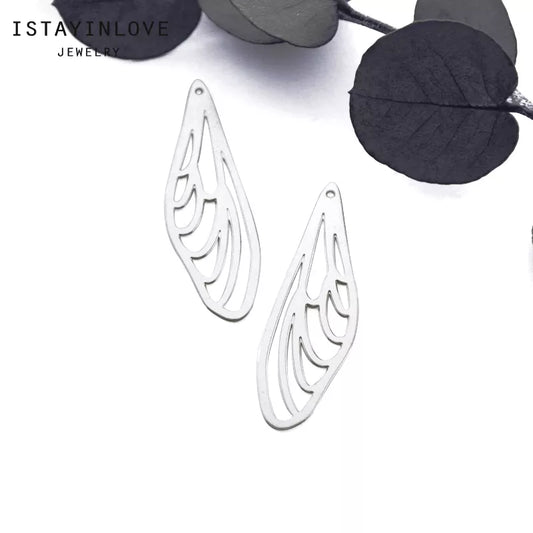 Wing Pendant – Brass or Steel Geometric Charm for Earrings & Necklaces