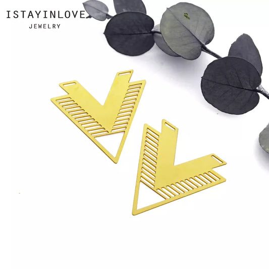 Triangle V Pendant – Geometric Brass or Steel Charm for Necklaces & Earrings