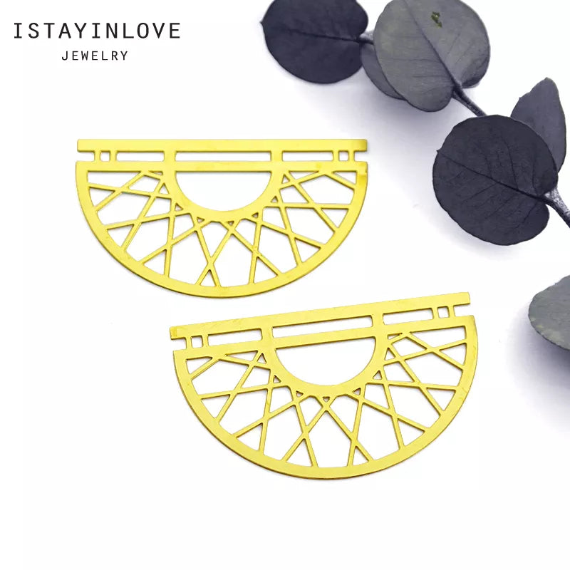 Semicircle Pendant – Geometric Brass or Steel Charm for Necklaces & Earrings