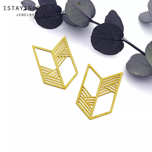 Window Pendant – Geometric Brass or Steel Charm for Necklaces & Earrings