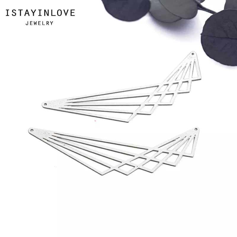 Triangles Pendant – Geometric Brass or Steel Charm for Necklaces & Earrings