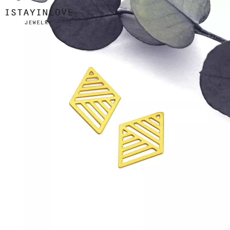 Rhombus Pendant – Geometric Brass or Steel Charm for Necklaces & Earrings