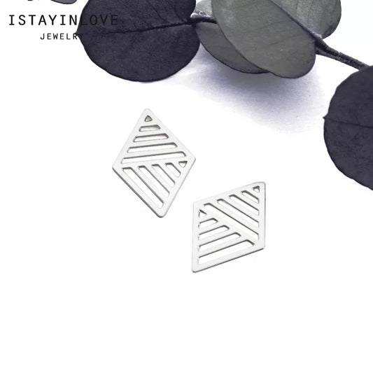 Rhombus Pendant – Geometric Brass or Steel Charm for Necklaces & Earrings