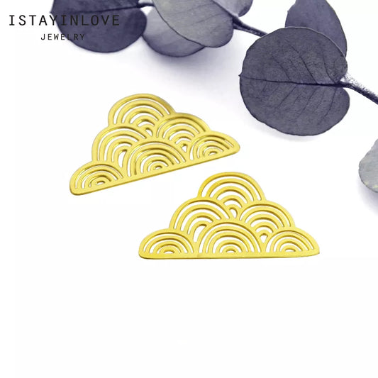 Cloud Pendant – Brass or Steel Charm for Necklaces & Earrings