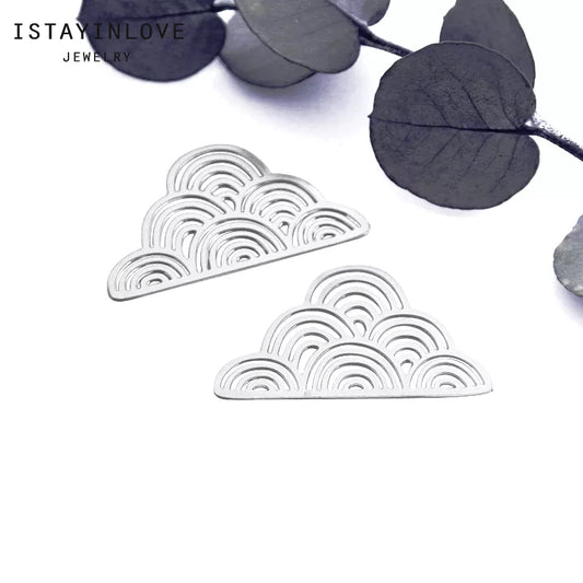 Cloud Pendant – Brass or Steel Charm for Necklaces & Earrings