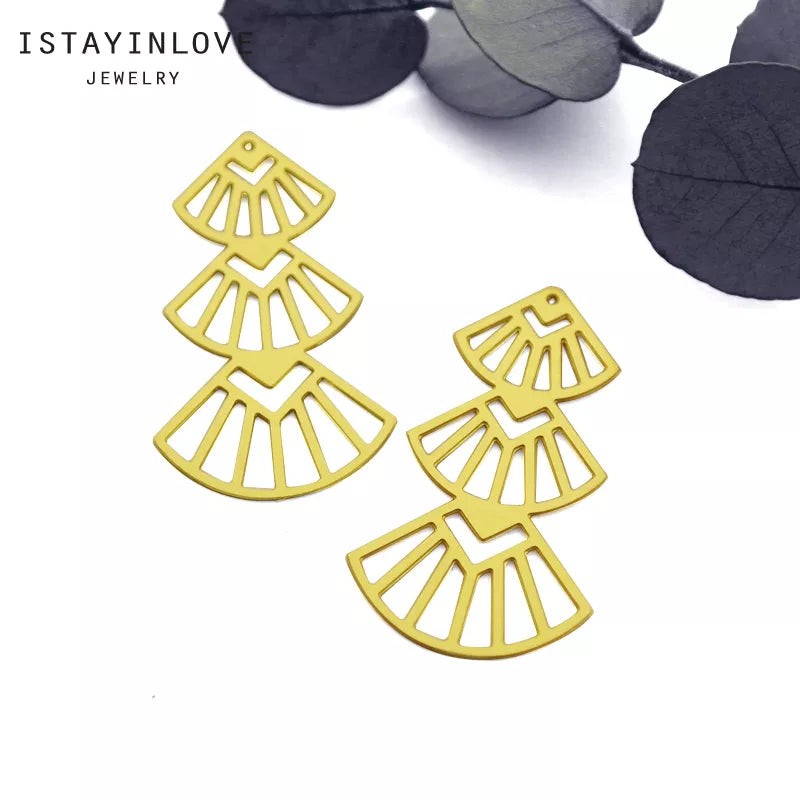 Wholesale Brass Fan Charms for Jewelry Making | Raw Brass Components