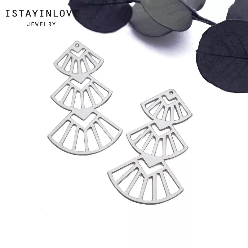 Wholesale Silver Fan Charms for Jewelry Making | Raw Brass Components